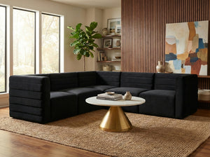 Quincy 95" Velvet Upholstered Comfort 5pc. Modular Sectional Black