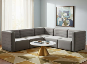 Quincy 95" Velvet Upholstered Comfort 5pc. Modular Sectional Grey