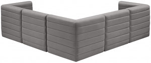 Quincy 95" Velvet Upholstered Comfort 5pc. Modular Sectional Grey