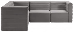 Quincy 95" Velvet Upholstered Comfort 5pc. Modular Sectional Grey