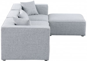 Cube 108" Fabric Upholstered 4pc Modular Sectional Grey