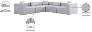 Cube 108" Fabric Upholstered 5pc Modular Sectional Grey