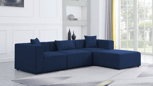 Cube 108" Fabric Upholstered 4pc Modular Sectional Blue