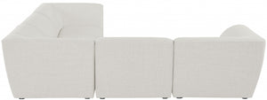 Miramar 109" Linen Textured Fabric Upholstered 5pc. Modular Sectional Cream