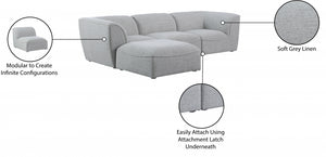 Miramar 109" Linen Textured Fabric Upholstered 4pc. Modular Sectional Grey