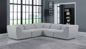 Miramar 109" Linen Textured Fabric Upholstered 5pc. Modular Sectional Grey