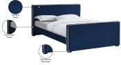 Battan Velvet Bed Navy