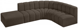 Arc 127" Boucle Fabric Upholstered 5pc. Modular Sectional Brown