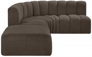Arc 127" Boucle Fabric Upholstered 5pc. Modular Sectional Brown