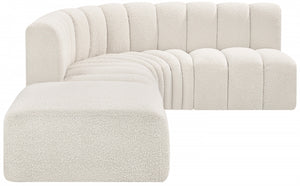 Arc 127" Boucle Fabric Upholstered 5pc. Modular Sectional Cream