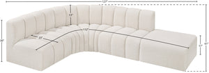 Arc 127" Boucle Fabric Upholstered 5pc. Modular Sectional Cream