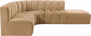 Arc 127" Velvet Upholstered 5pc. Modular Sectional
