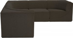 Ollie 98" Boucle Fabric Upholstered 5pc. Modular Sectional Brown