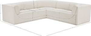 Ollie 98" Boucle Fabric Upholstered 5pc. Modular Sectional Cream