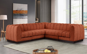 Quinn 101" Chenille Fabric Upholstered 5pc. Modular Sectional Cognac