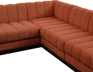 Quinn 101" Chenille Fabric Upholstered 5pc. Modular Sectional Cognac