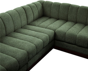 Quinn 101" Chenille Fabric Upholstered 5pc. Modular Sectional Green