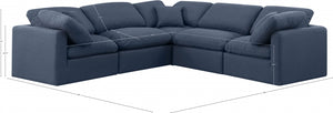 Indulge 105" Linen Textured Fabric Upholstered 5pc. Modular Sectional Navy Blue