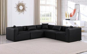 Cube 108" Vegan Leather Upholstered 5pc. Modular Sectional