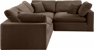Comfy 119" Velvet Upholstered 4pc. Modular Sectional Brown