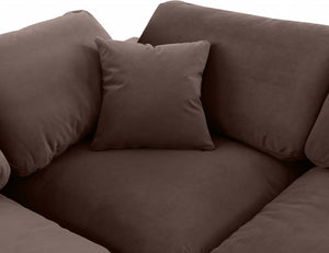 Comfy 119" Velvet Upholstered 4pc. Modular Sectional Brown