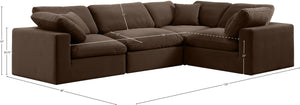 Comfy 119" Velvet Upholstered 4pc. Modular Sectional Brown