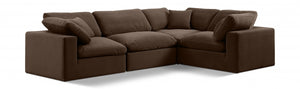 Comfy 119" Velvet Upholstered 4pc. Modular Sectional Brown