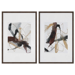 BURGUNDY INTERJECTION FRAMED PRINTS, S/2
