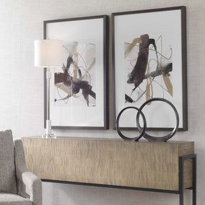 BURGUNDY INTERJECTION FRAMED PRINTS, S/2