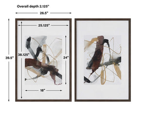 BURGUNDY INTERJECTION FRAMED PRINTS, S/2