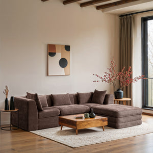 Stellar 114" Chenille Fabric Upholstered 4Pc. Modular Sectional