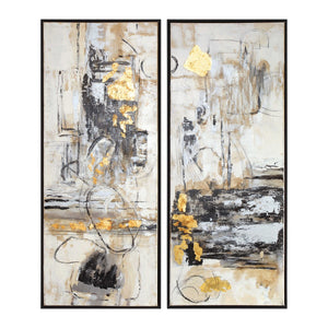 LIFE SCENES HAND PAINTED CANVASES, S/2