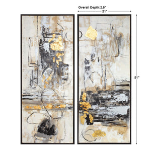 LIFE SCENES HAND PAINTED CANVASES, S/2