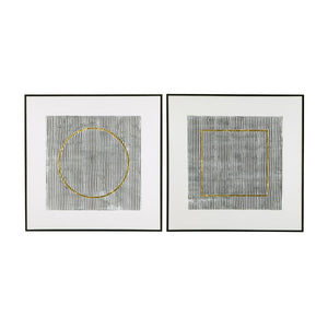 S/2 37x37 Graphite Framed Wall Art