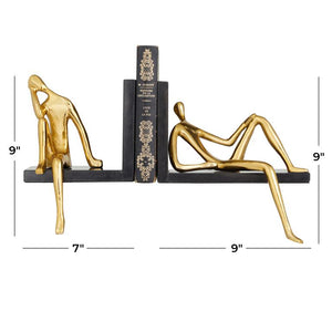 GOLD MARBLE PEOPLE SITTING BOOKENDS