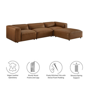Auren 4-Piece Vegan Leather Modular Sofa Set in Coffee