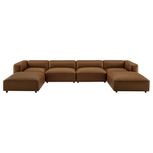 Auren 6-Piece Upholstered Vegan Leather Modular Sofa in Coffee
