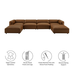 Auren 6-Piece Upholstered Vegan Leather Modular Sofa in Coffee