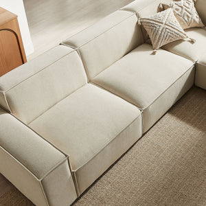 Restore 5-Piece Performance Fabric Upholstered Modular L-Shaped Sofa in Ecru