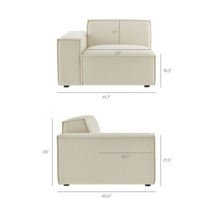 Restore 5-Piece Performance Fabric Upholstered Modular L-Shaped Sofa in Ecru