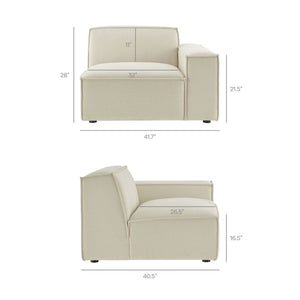 Restore 5-Piece Performance Fabric Upholstered Modular L-Shaped Sofa in Ecru