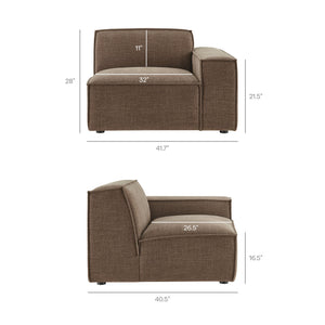 Restore 5-Piece Performance Fabric Upholstered Modular L-Shaped Sofa in Mocha