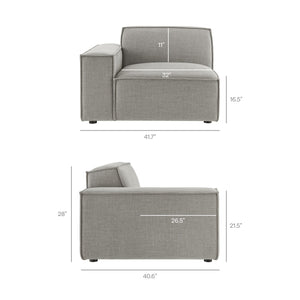 Restore 5-Piece Performance Fabric Upholstered Modular L-Shaped Sofa in Pewter