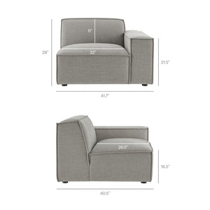 Restore 5-Piece Performance Fabric Upholstered Modular L-Shaped Sofa in Pewter