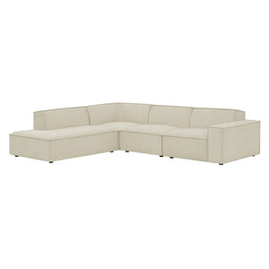 Restore 4-Piece Performance Fabric Upholstered Modular L-Shaped Sofa in Ecru
