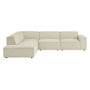 Restore 4-Piece Performance Fabric Upholstered Modular L-Shaped Sofa in Ecru