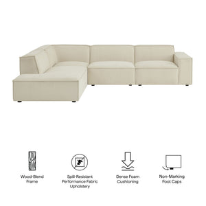 Restore 4-Piece Performance Fabric Upholstered Modular L-Shaped Sofa in Ecru
