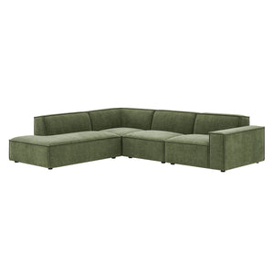 Restore 4-Piece Performance Fabric Upholstered Modular L-Shaped Sofa in Foliage