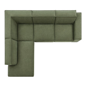 Restore 4-Piece Performance Fabric Upholstered Modular L-Shaped Sofa in Foliage