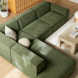 Restore 4-Piece Performance Fabric Upholstered Modular L-Shaped Sofa in Foliage